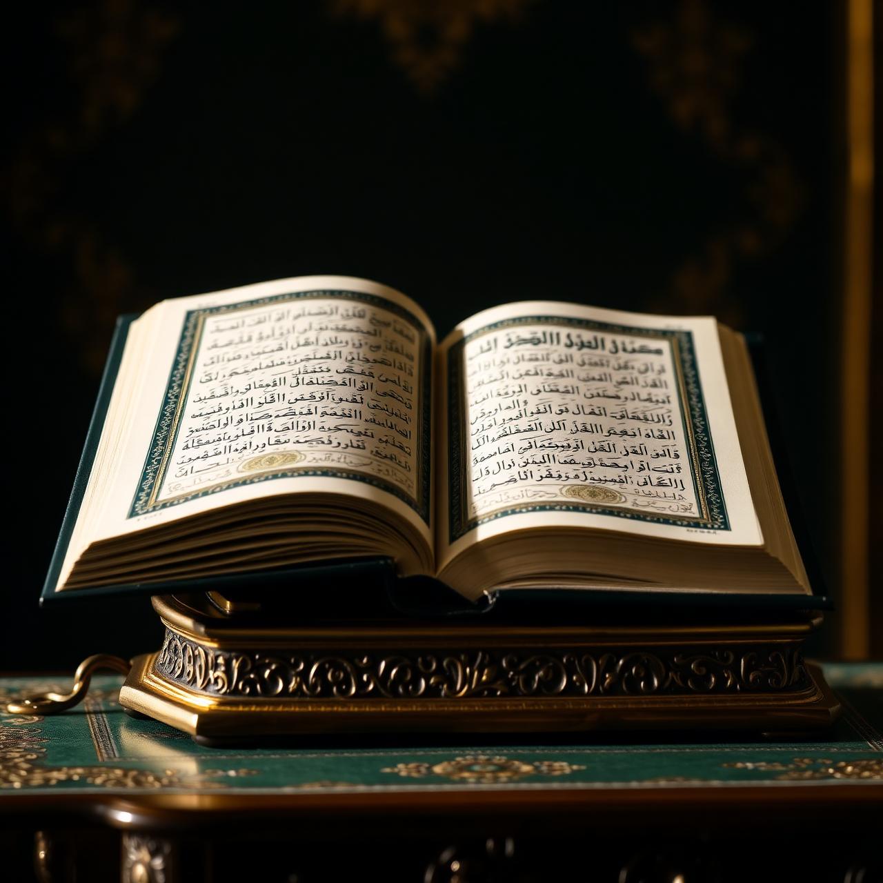 Holy Quran on an ornate stand