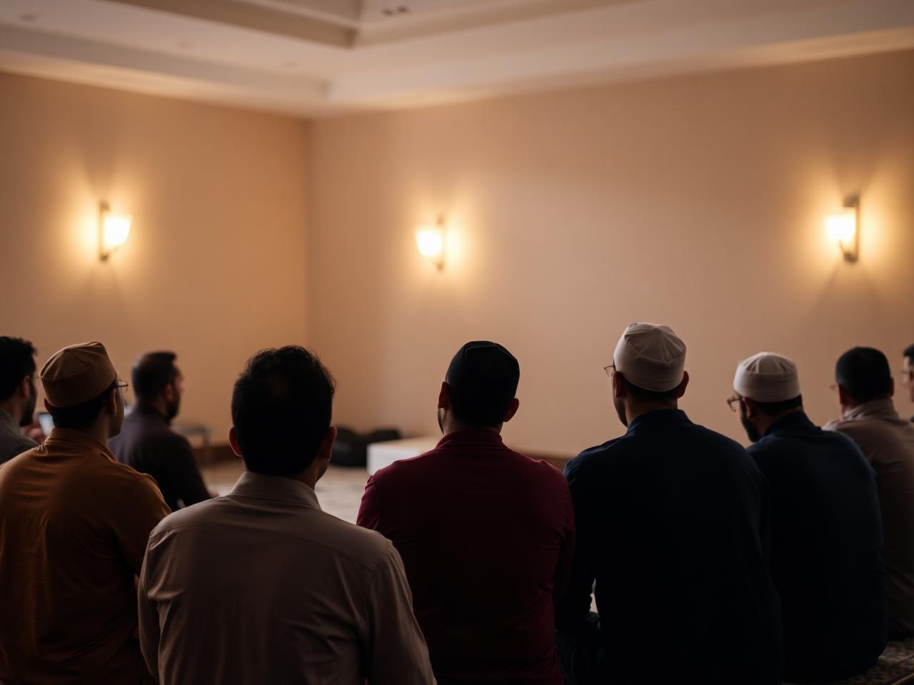 Youth gathered in an Islamic study circle